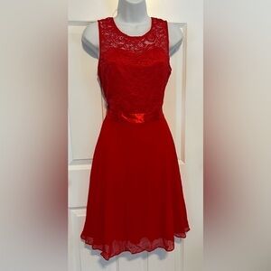 BeryLove Women Short Floral Lace Bridesmaid Dress A-line Swing Party Dress SZ L